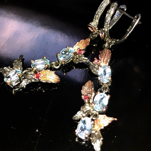 Artist created, stamped 925 Jewelry - Charming Genuine Topaz Sterling Silver Earrings